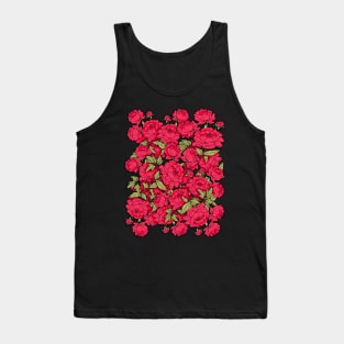 Red Peonies with Gold Leaves Tank Top